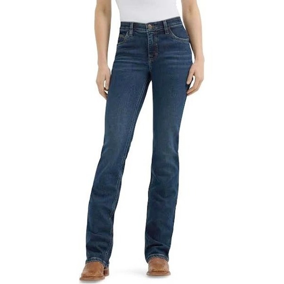 Wrangler Willow Riding Jeans Fitted‎ Seat Higher Back Dark Wash Denim 7x38 - Picture 1 of 11